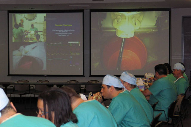 Isidore Cohn, Jr. Learning Center - Large Lecture Room used for active Simulation Operating Room viewing and debriefing 