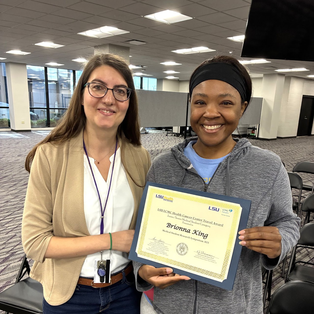 November 2025 - Brionna won the LSU LCMC Health Cancer Center Travel Award 
