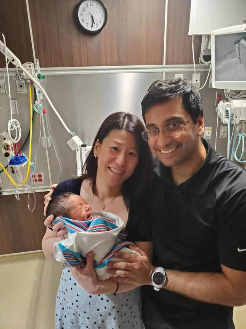 Dr. Bhandutia and  Wife in Hospital with Baby