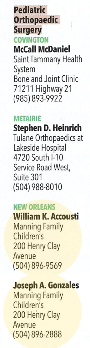 Top Doctors Pediatric Orthopaedics
