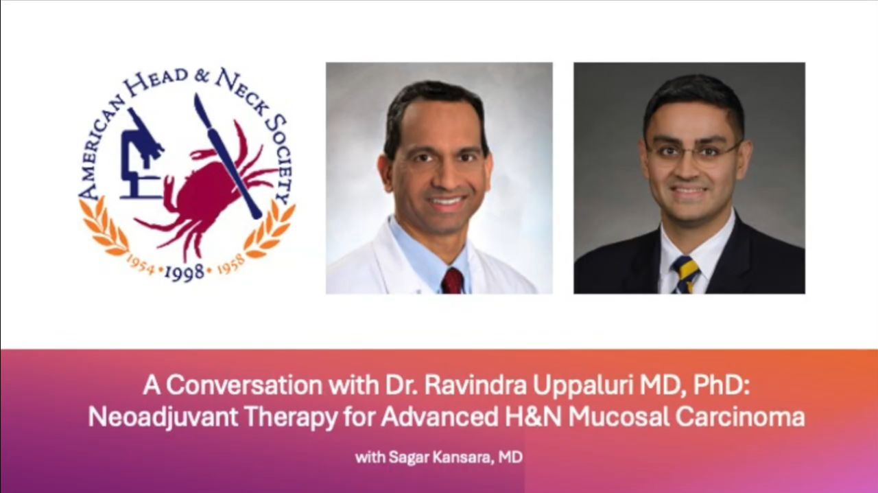 AHNS logo with headshots of Dr. Uppaluri and Dr. Kansara